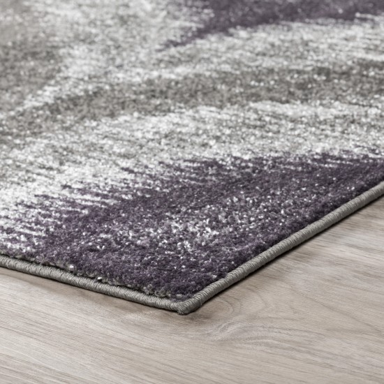 Addison Platinum Nebulous Ogee Area Rug, 5’3" x 7’7", Eggplant, OSPL33EG5X8