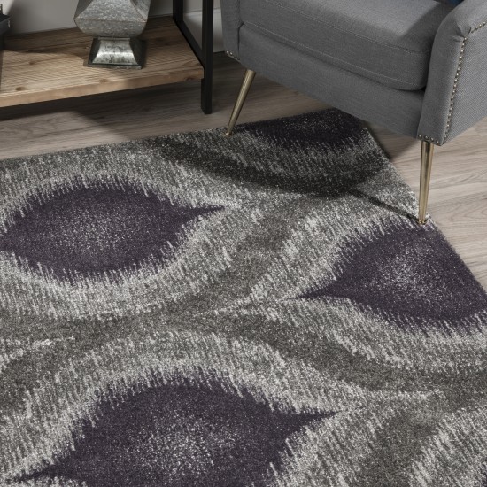 Addison Platinum Nebulous Ogee Area Rug, 5’3" x 7’7", Eggplant, OSPL33EG5X8