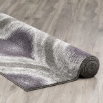 Addison Platinum Nebulous Ogee Area Rug, 5’3" x 7’7", Eggplant, OSPL33EG5X8