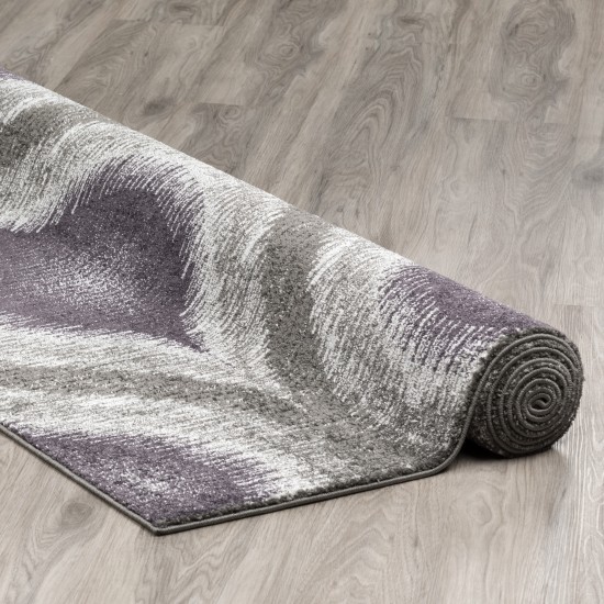 Addison Platinum Nebulous Ogee Area Rug, 5’3" x 7’7", Eggplant, OSPL33EG5X8