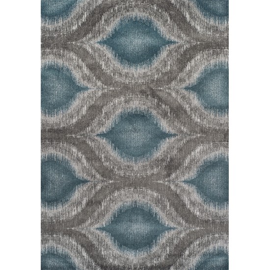 Addison Platinum Nebulous Ogee Area Rug, 3’3" x 5’3", Peacock, OSPL33PC3X5