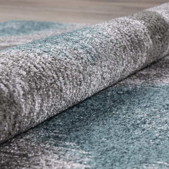 Addison Platinum Nebulous Ogee Area Rug, 5’3" x 7’7", Peacock, OSPL33PC5X8