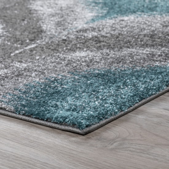 Addison Platinum Nebulous Ogee Area Rug, 5’3" x 7’7", Peacock, OSPL33PC5X8