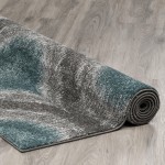 Addison Platinum Nebulous Ogee Area Rug, 5’3" x 7’7", Peacock, OSPL33PC5X8