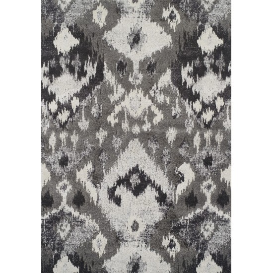 Addison Platinum Classic Ikat Area Rug, 9’6" x 13’2", Grey, OSPL34GR10X13