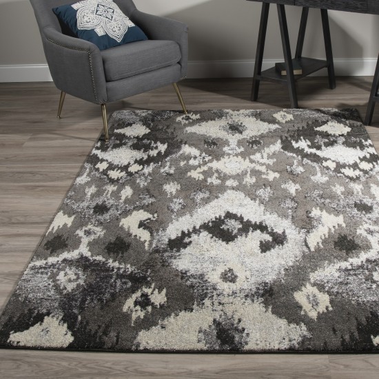 Addison Platinum Classic Ikat Area Rug, 9’6" x 13’2", Grey, OSPL34GR10X13