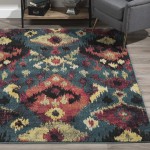 Addison Platinum Classic Ikat Area Rug, 9’6" x 13’2", Peacock, OSPL34PC10X13