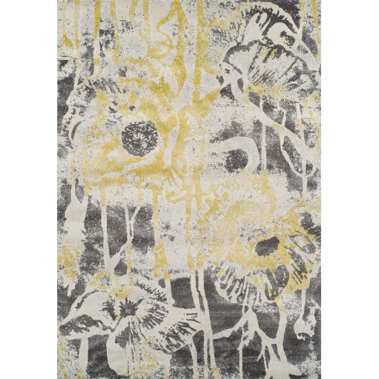 Addison Platinum Artistic Floral Area Rug, 3’3" x 5’3", Yellow, OSPL38YE3X5