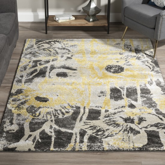 Addison Platinum Artistic Floral Area Rug, 3’3" x 5’3", Yellow, OSPL38YE3X5