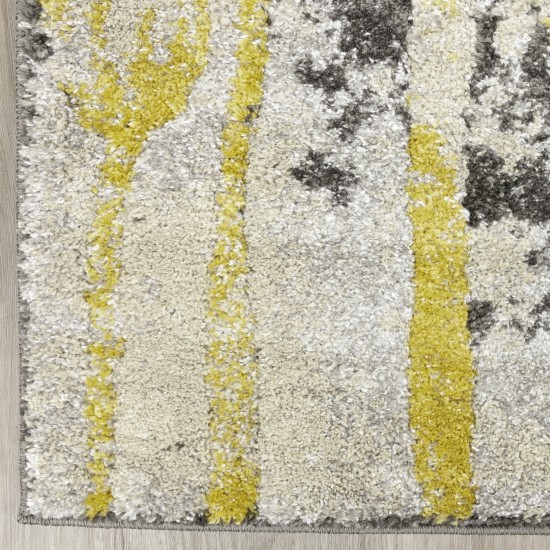 Addison Platinum Artistic Floral Area Rug, 5’3" x 7’7", Yellow, OSPL38YE5X8