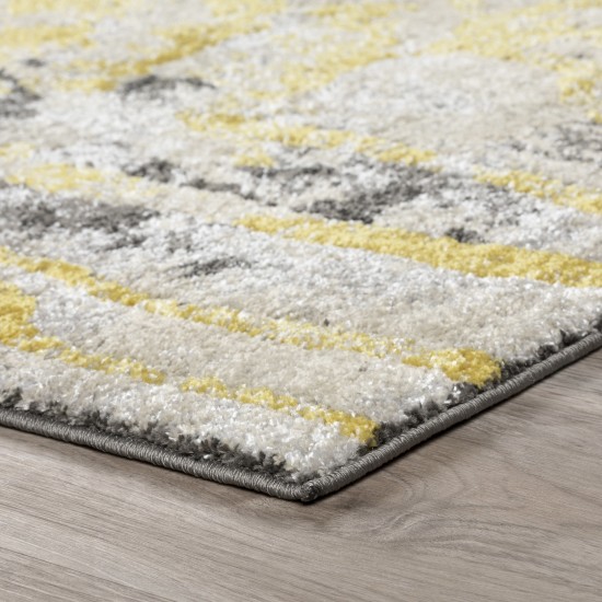 Addison Platinum Artistic Floral Area Rug, 5’3" x 7’7", Yellow, OSPL38YE5X8