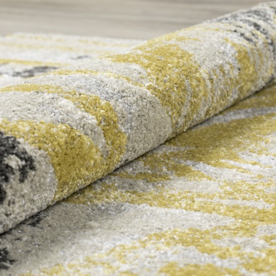 Addison Platinum Artistic Floral Area Rug, 5’3" x 7’7", Yellow, OSPL38YE5X8
