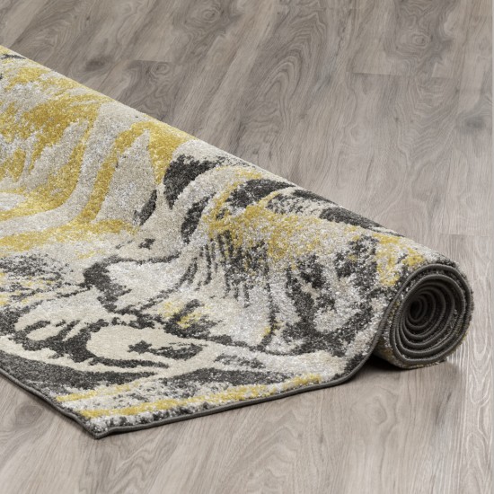 Addison Platinum Artistic Floral Area Rug, 5’3" x 7’7", Yellow, OSPL38YE5X8