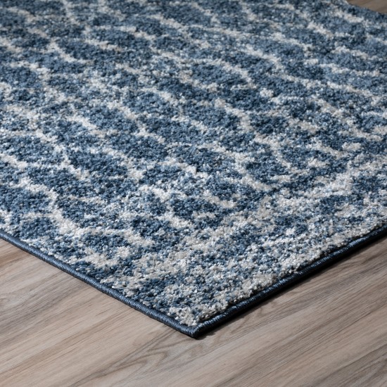 Addison Reston Boho Trellis Blue Area Rug, 9’6" x 13’2", Blue, OSRE33BL10X13