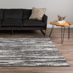 Reston Contemporary Stripe Gray Area Rug, 9’6" x 13’2", Grey, OSRE34GR10X13