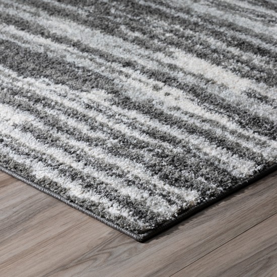 Reston Contemporary Stripe Gray Area Rug, 9’6" x 13’2", Grey, OSRE34GR10X13