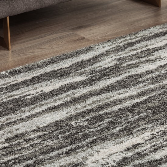 Reston Contemporary Stripe Gray Area Rug, 9’6" x 13’2", Grey, OSRE34GR10X13