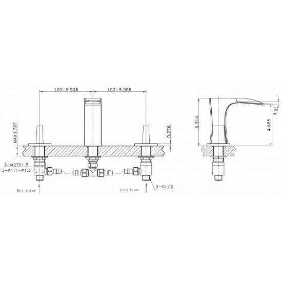 13.2-in. W Bathroom Sink Faucet Set_AI-33685