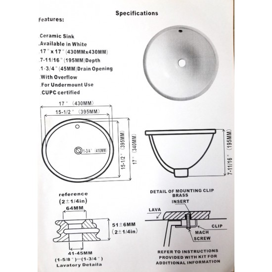 17-in. W Bathroom Undermount Sink Set_AI-31826