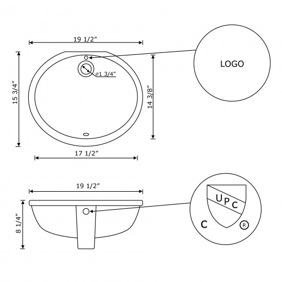 19.25-in. W Bathroom Undermount Sink Set_AI-31771