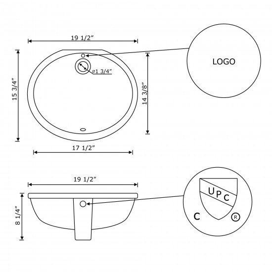 19.25-in. W Bathroom Undermount Sink Set_AI-31774