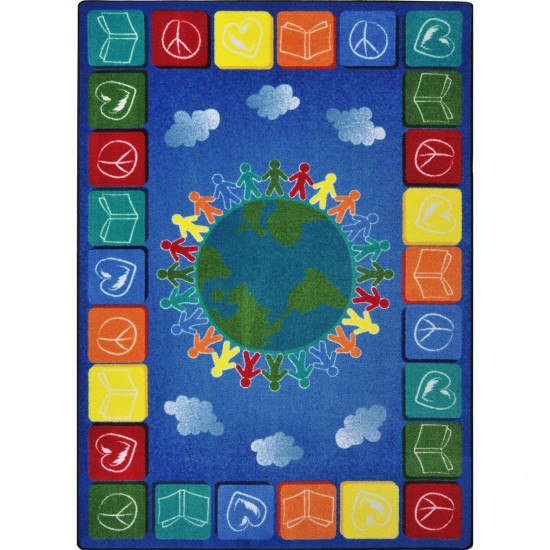 Peace Love Books 5'4" x 7'8" area rug in color Multi