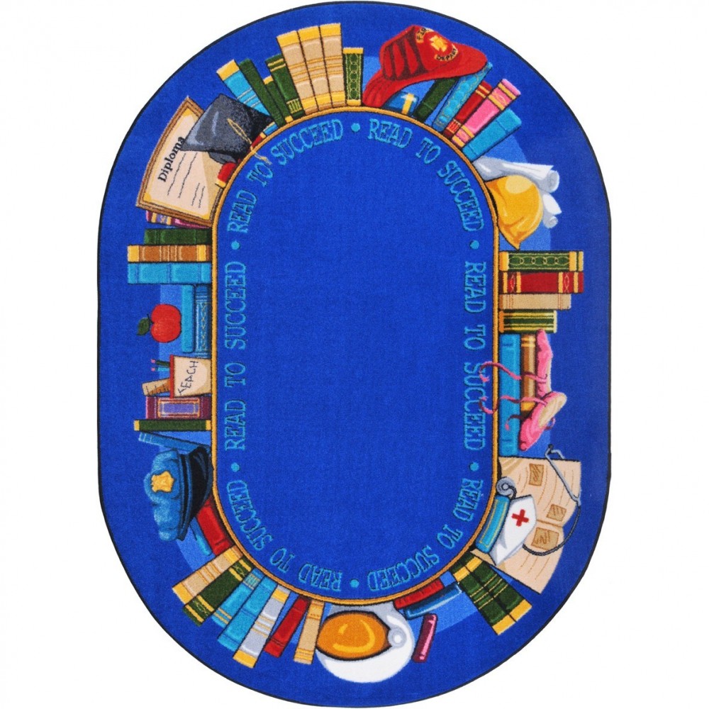 Read to Succeed 5'4" x 7'8" Oval area rug in color Multi