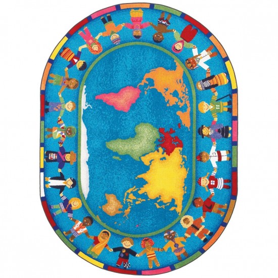 Hands Around the World 5'4" x 7'8" Oval area rug in color Multi