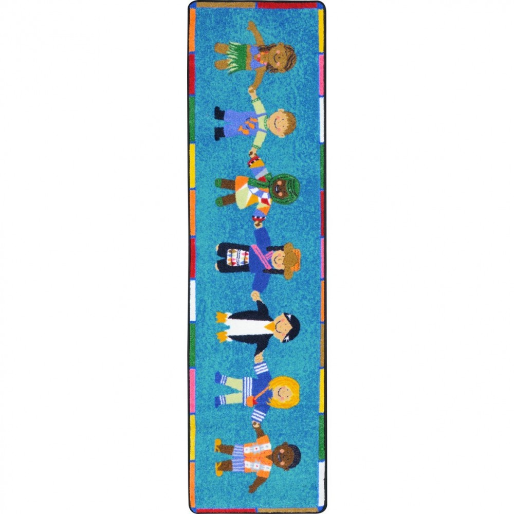 Hands Around the World 2'1" x 7'8" Runner area rug in color Multi