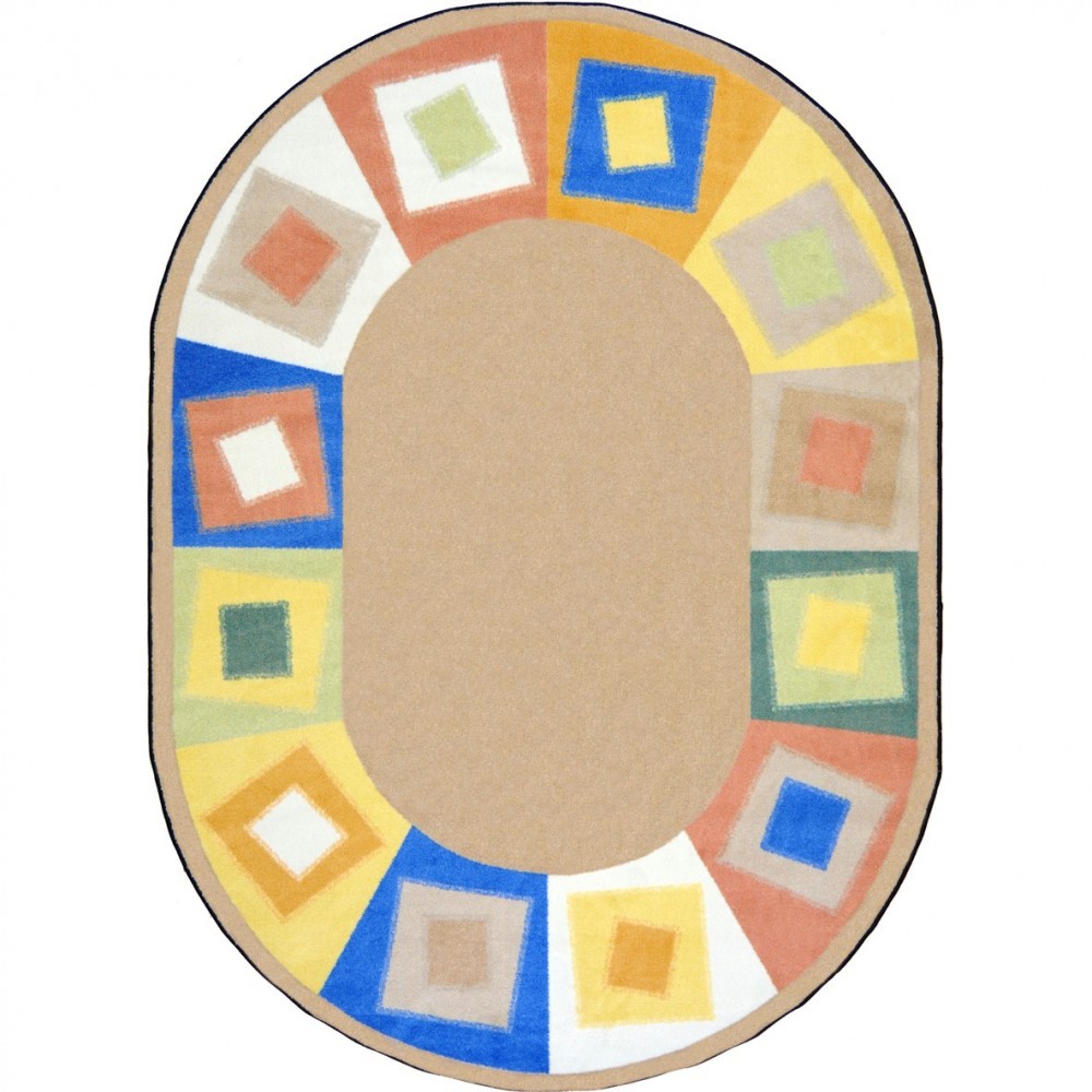 Off Balance 5'4" x 7'8" Oval area rug in color Softs