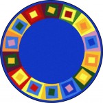 Off Balance 7'7" Round area rug in color Brights