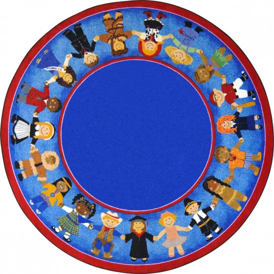 Children of Many Cultures 7'7" Round area rug in color Multi