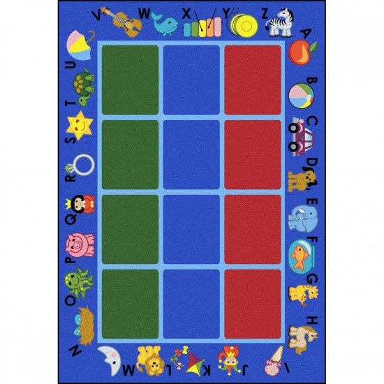 Alphabet Phonics 5'4" x 7'8" area rug in color Blue