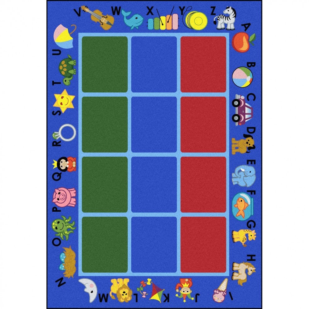 Alphabet Phonics 5'4" x 7'8" area rug in color Blue