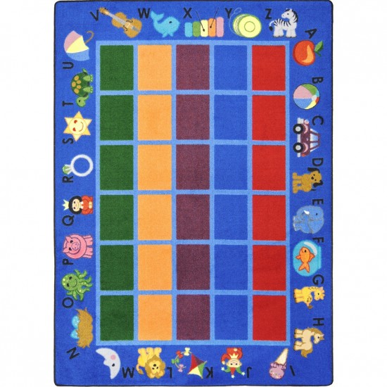 Alphabet Phonics 7'8" x 10'9" area rug in color Blue