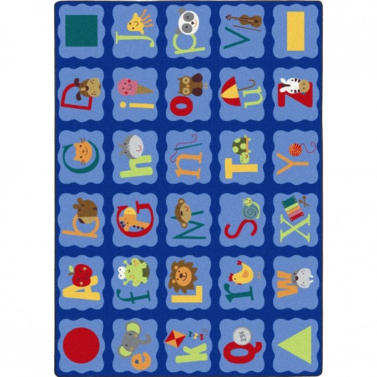 Alphabet Blues 7'8" x 10'9" area rug in color Multi