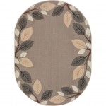 Breezy Branches 7'8" x 10'9" Oval area rug in color Neutral