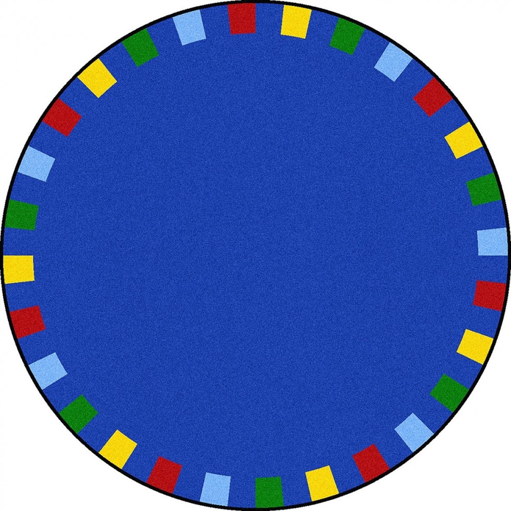 On the Border 7'7" Round area rug in color Brights