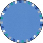 On the Border 7'7" Round area rug in color Softs