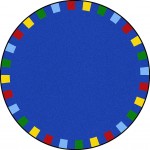 On the Border 5'4" Round area rug in color Brights