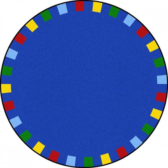 On the Border 13'2" Round area rug in color Brights