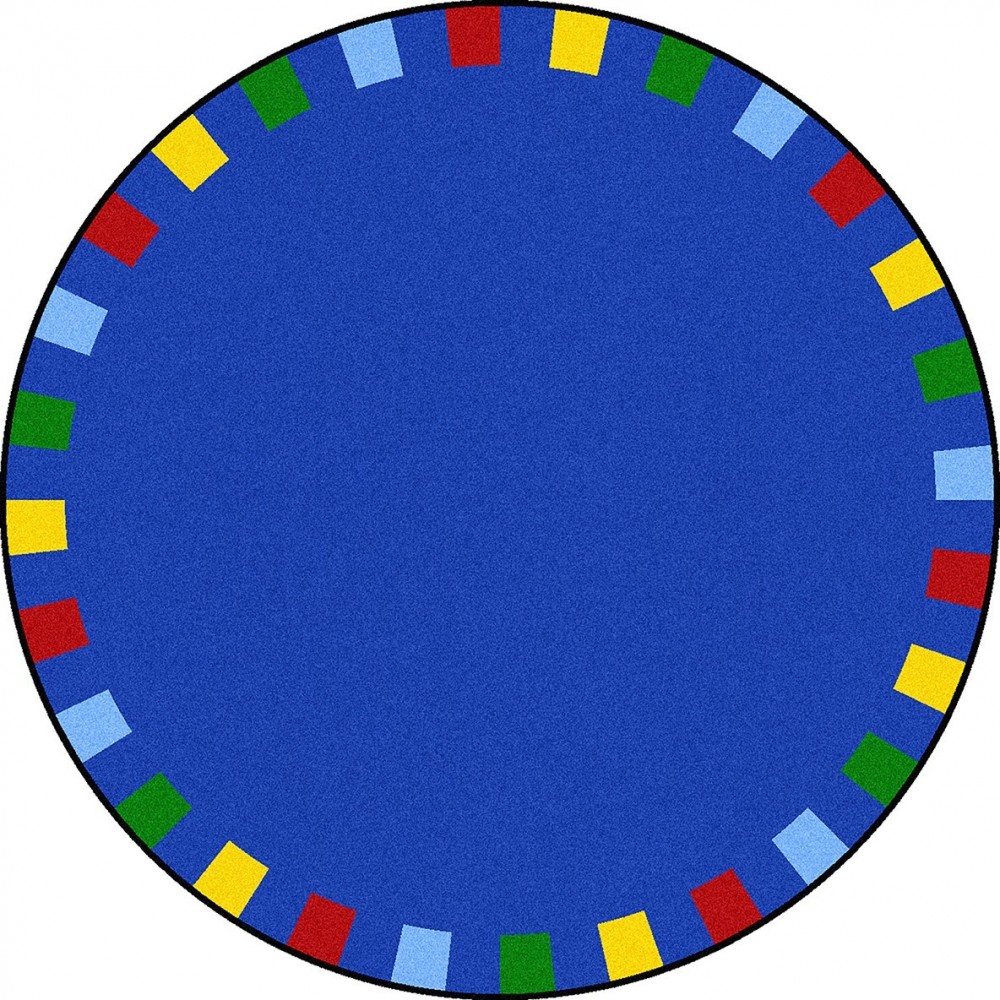 On the Border 13'2" Round area rug in color Brights