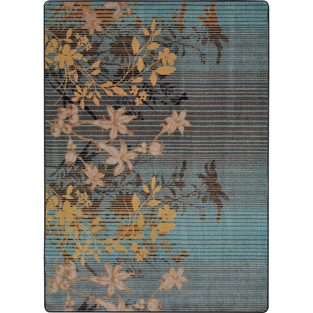 Peaceful Garden 5'4" x 7'8" area rug in color Lagoon