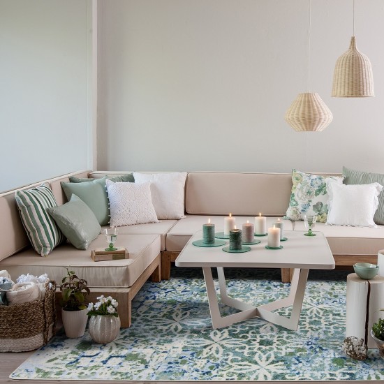 Composite 10'9" x 13'2" area rug in color Sea Green