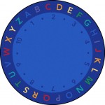 Lively Letters 7'7" Round area rug in color Multi