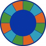 Squares to Spare 13'2" Round area rug in color Multi