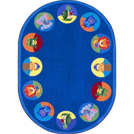 Animal Readers 5'4" x 7'8" Oval area rug in color Multi