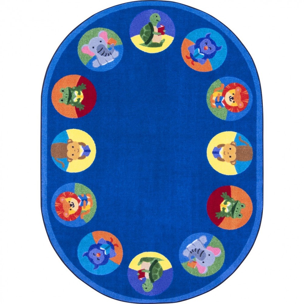 Animal Readers 7'8" x 10'9" Oval area rug in color Multi