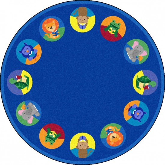 Animal Readers 7'7" Round area rug in color Multi