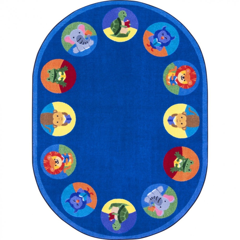 Animal Readers 10'9" x 13'2" Oval area rug in color Multi